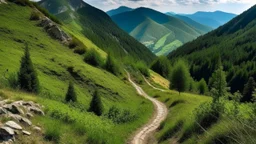 the winding path through the mountains