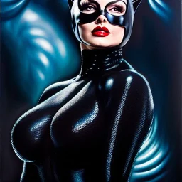 Ultra detailed fullbody Portrait in oil on canvas of Catwoman fusions She-Venom ,intense stare,extremely detailed digital painting, extremely detailed face,crystal clear Big eyes, mystical colors ,perfectly centered image, perfect composition, rim light, beautiful lighting,masterpiece,8k, stunning scene, raytracing, anatomically correct, in the style of robert e howard and Ken Kelley and Ohrai Noriyoshi and Simon Bisley and tomzj1