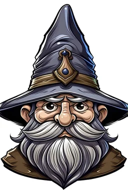 Gnome wizard with a big hat and mustache no beard