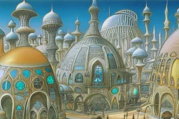 A surreal town with arches and domes by artist "Ian Miller" by artist "Alex Gross" by artist "photokinetic"