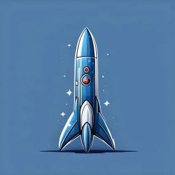 blue rocket cartoon stylized