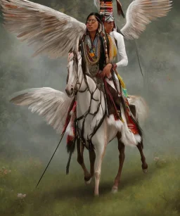 chaman, native american warrior, mature, long black hair, black fabric coat like wings