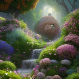 pixar style, volumetric summer garden environment and background, realistic painting of handbag, looking excited, volumetric lighting, dramatic lighting, detailed digital painting, extreme dense and fine fur, anime, ornate, colour-washed colors, elegant, small minutiae, tiny features, particulars, centered, smooth, sharp focus, renderman gofur render, 8k, uhd, detailed eyes, realistic shaded volumetric lighting, sunlight caustics, backlight, centered camera view