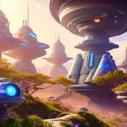 spaceport with transparent bridges, galactic environment and background with multicolored crystals, full of details, smooth, bright sunshine，soft light atmosphere, light effect，vaporwave colorful, concept art, smooth, extremely sharp detail, finely tuned detail, ultra high definition, 8 k, unreal engine 5, ultra sharp focus