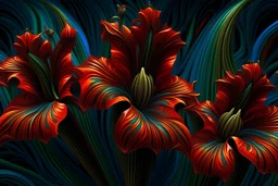 detailed matte painting of amaryllis flowers, deep color, fantastical, intricate detail, splash screen, complementary colors, fantasy concept art, 8k resolution trending on Artstation Unreal Engine 5" abstract vector fractal, wave function, Zentangle, 3d shading