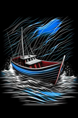 masterpiece, best quality, Siberian boat in the water, simple logo background, in the style of japanese manga, duotone, professional quality panting, ultra detailed, joyful lightning, multiple colors with some shades, half body shot