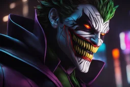 symbiote joker in 8k solo leveling shadow drawing, joker model, neon lights, intricate details, highly detailed, high details, detailed portrait, masterpiece,ultra detailed, ultra quality