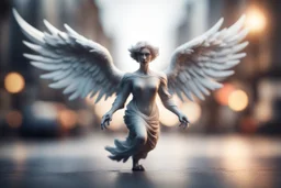 motion blur swooping finish monster angel bokeh like f/0.8, tilt-shift lens 8k, high detail, smooth render, down-light, unreal engine, prize winning