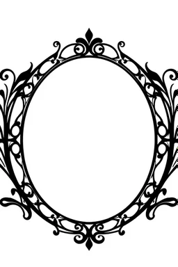 silhouette of an ornamental oval picture frame, black on white vector