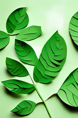 paper leaves cut out on a green table
