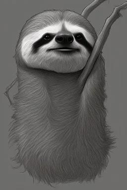 Simple sketch of Sloth hanging from tree