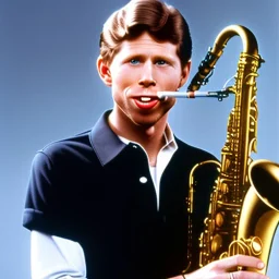 Ron howard from happy days playing saxophone, eyes closed