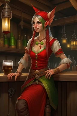 Wood elf Barmaid red outfit