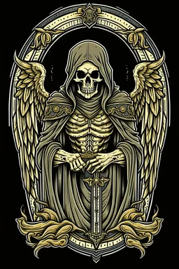 A coat of arms featuring the angel of death