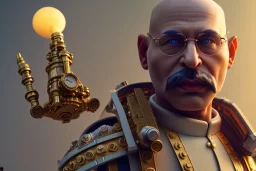 portrait of a bald and shaved Atul Bhardwaj building lego, steampunk, brown eyes, no facial hair, steampunk, unreal 5, octane render, cinema4d, dynamic lighting, soft lighting, 4k, redshift render, highly detailed, hyper realistic