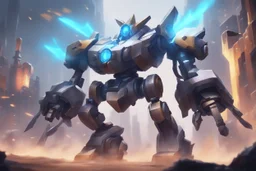 I want an intro image for a YouTube video about TFT 7 Mighty Mech