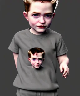 Robert pattinson toddler, full body, soft skin, dramatic lighting, hyper realistic