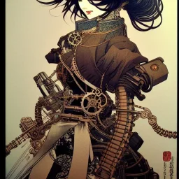 beautiful steampunk girl, hyper detailed, hyperdetailed, intricately detailed, illustration by <Katsushika Hokusai> <Yoji Shinkawa>,full body,