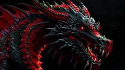 Detailed Illustration of Powerfull Black & Red Dragon 8K High Quality,