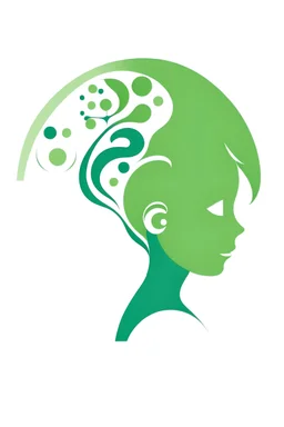 logomarca de uma clinica psicologica infantil com as cores branca e alguns tons de verde. com escrita "viver bem"