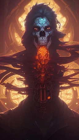 A beautiful highly detailed ornate intricate portrait of a flaming demon skull made of shiny obsidian glass :: reflective, glassy :: subtractive lighting, backlit :: by John William Waterhouse, Greg Rutkowski, HR Giger :: hyperrealistic, hyper detailed, photorealistic :: epic, incredible composition, amazing depth, meticulously composed, 16k resolution concept art :: fantasy magazine cover art