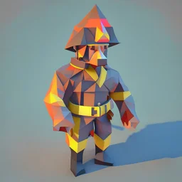 low poly firefighter