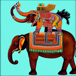 mayan god riding an indian elephant painting