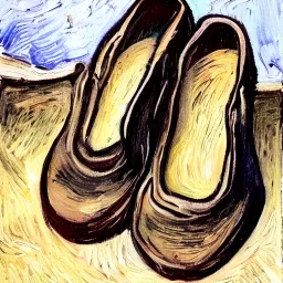 old shoes. style of Vincent van Gough.