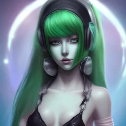 a girl with green hair