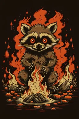 Raccoon burning in hell
