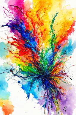 energy is the fundamental force of reality; a vividly bold, mesmerizing watercolor masterpiece that redefines art, showcasing a harmonious blend of vibrant colors.