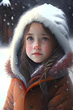 The girl is cute in the snow