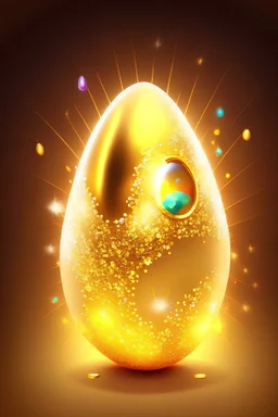 cartoon egg pfp character golden glitter fantasy aura glow bright gold shine lights