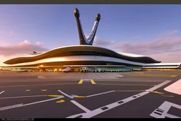 exterior view of an ant-shaped airport, spectacular, shocking, ultra quality, maximalist, 8k 3D