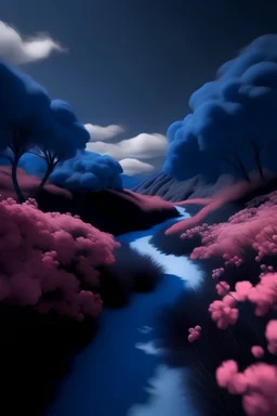 Gorgeus picture with matte Dark blue and matte pink nature