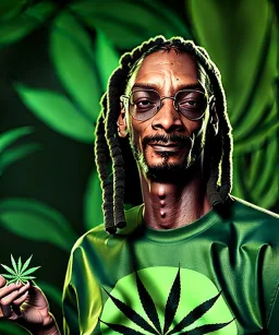 Snoop Dogg, marijuana burning with dollars, jungle background, hyper realistic