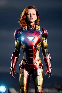 ultrarealistic, ruined city,__skimpy iron man armor__, no star, __angles__, 18 year old woman, strikingly beautiful,ginger hair, _colour_, [__starlets__|__starlets__], (pale __skincolor__ skin:1.2), __camera__, _hair_, detailed face and eyes, medium breasts, sci-fi theme, freckles, dynamic pose, resolved expression, __accessory__, strappy outfit, (straps:1.1), sword in scabbard on left hip, (buckles, buttons, snaps, rings:1.0), haltertop style breastplate, detailed eyes, plump lips