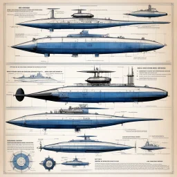 [Blueprint and 3D detailed technical view with all specs by Jean-Claude Mézières (1967)] Ultimate design for the heavily armed SCUBA scout with six fins, in the vein of a submarine high impact vehicle for a quick action or some such.