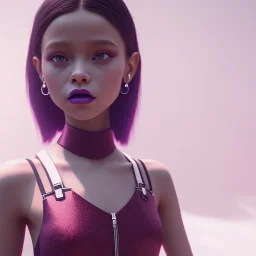 Jenna ortega as wednesday, wearing a dark purple lip paired with the soft smoke around eyes, wednesday hair, wednesday dress, hyper detail, octane render, unreal engine 5, photorealistic, 8k resulation