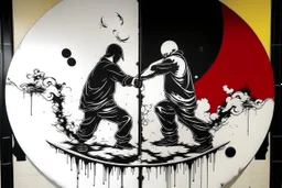 ying yang the style of banksy