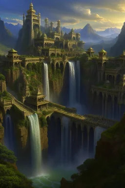 The Cascades are the name of a huge city built into the hills of the Eternal Spires, the largest mountain range in the world. It is controlled by 3 large factions. There is a massive waterfall cascading through the entire city to a large pool in the middle of the town square near the Moon Temple