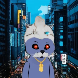 Cats cyber , Lazer eye , Tokyo city night view wallpaper