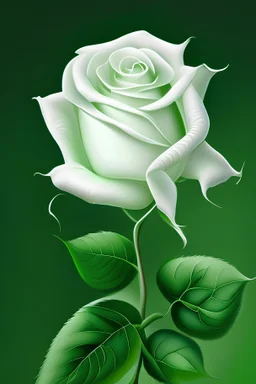 Draw me a white rose on a green background