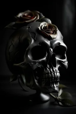 A black rose with a skull inside