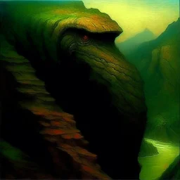 Dinosaur head oil painting. Zdzisław Beksiński, Frank Miller