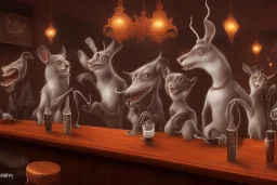 animals acting like people in a bar