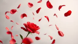 A Realistic Red Rose Petals Whirling In Air.