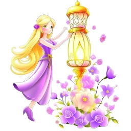 princesa rapunzel flor magica rapunzel linternas rapunzel luces fondo blanco y lila