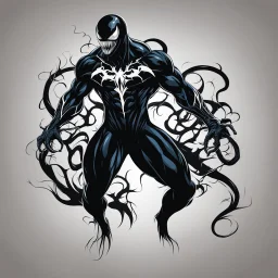 Ilustración vectorial de Venom, colores contrastantes, full body