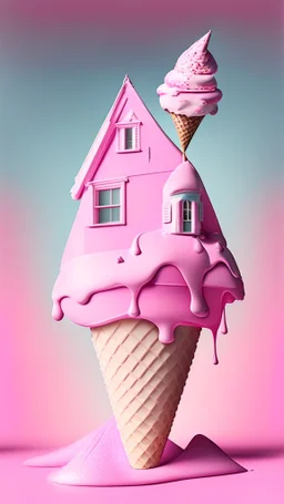 Pink House on Ice cream cone